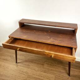 Bespoke Handmade Wooden Table/Desk. 120 X 60cm , Tapered Legs. Dark, Two Tire, Shelf, Computer Monitors Stand, Pull Out Drawer Solid Wood - thumbnail 2
