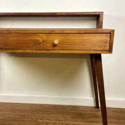 Bespoke Handmade Wooden Table/Desk. 120 X 60cm , Tapered Legs. Dark, Two Tire, Shelf, Computer Monitors Stand, Pull Out Drawer Solid Wood - thumbnail 3