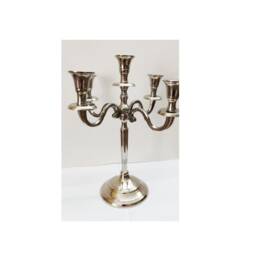 30cm 5 Arm Silver Candelabra Metal Candle Holder - thumbnail 2