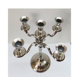 30cm 5 Arm Silver Candelabra Metal Candle Holder - thumbnail 3