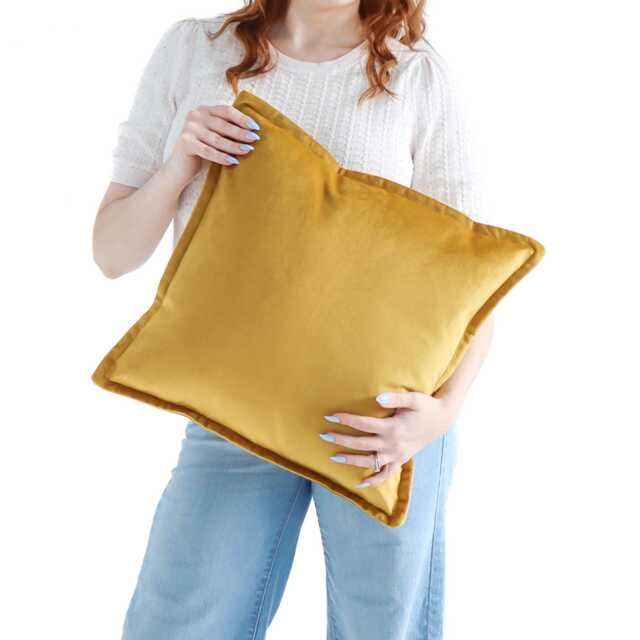Amber Gold Luxury Velvet Cushion Cover With Flange Edging - image 1