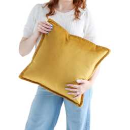 Amber Gold Luxury Velvet Cushion Cover With Flange Edging - thumbnail 1