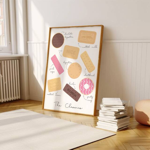 Biscuit Classics Wall Art Print, Kitchen Poster, Cute Food For Kitchen, Dining Room, British Print 2523 - image 1