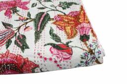 Indian Handmade Kantha Throw Bedcover Home Living Quilt Gudri Blanket Size-Multi - thumbnail 2