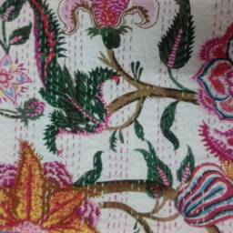 Indian Handmade Kantha Throw Bedcover Home Living Quilt Gudri Blanket Size-Multi - thumbnail 4