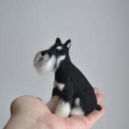 Needle Felted Schnauzer, Custom Made Dog Sculpture, Giant Miniature Schnauzer Or Any Other Breed - Made To Order - thumbnail 2