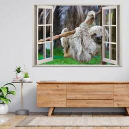 Sloths in Rescue Centre Costa 3D Window View Wall Sticker Poster Decal A935 - thumbnail 2