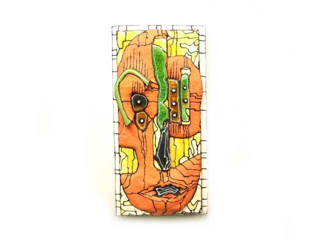 Abstract Ceramic Wall Mask Funky Modern Sculpture - image 1