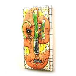 Abstract Ceramic Wall Mask Funky Modern Sculpture - thumbnail 3