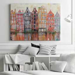 Amsterdam Damrak Street Canvas Print, Travel Art, Netherlands Home Decor - thumbnail 2