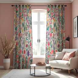 Colorful Wildflower Curtains, Vibrant Botanical Floral Drapes, Boho Garden Style Window Panels, Custom Made To Measure Curtains - thumbnail 2