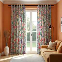 Colorful Wildflower Curtains, Vibrant Botanical Floral Drapes, Boho Garden Style Window Panels, Custom Made To Measure Curtains - thumbnail 1