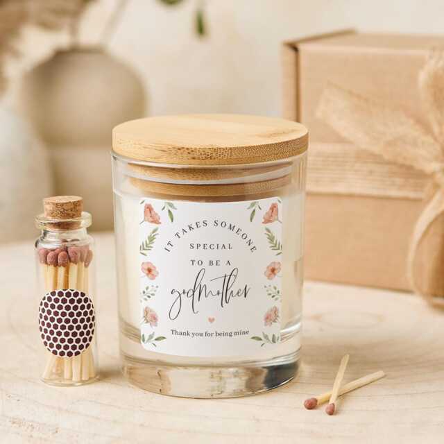 Godmother Candle & Match Set/Elegant Thank You Or Christmas Gift Floral Keepsake For Special Appreciation Her - image 1