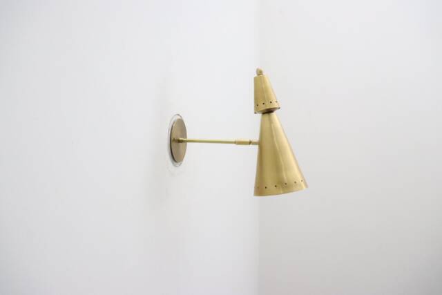 Raw Brass Wall Sconce - Italian Mid-Century Modern Bedside Lamp - image 1