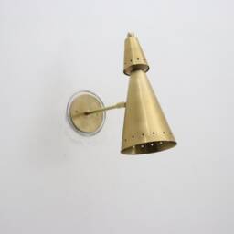 Raw Brass Wall Sconce - Italian Mid-Century Modern Bedside Lamp - thumbnail 3