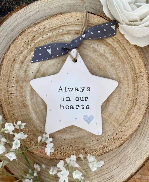Personalized Ceramic Star Memorial Keepsake Hand Stamped Sympathy Gift - image 1