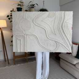 Handmade Fiber Art Wall Hanging, Rope Art, Boho Decor, Contemporary Wal Canvas - thumbnail 3