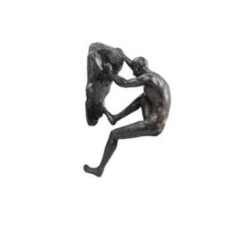 Large Antique-Silver Two-Handed Rock Climber Figurine Wall Climbing Man Sculpture Poly-Resin Statue Ornament Hanging Art - thumbnail 2