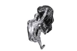 Large Antique-Silver Two-Handed Rock Climber Figurine Wall Climbing Man Sculpture Poly-Resin Statue Ornament Hanging Art - thumbnail 1