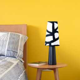 Small Monochrome Table Lampshade Black & White Geometric Pattern, Conical /Cone Or Cylinder Shape Handmade By Vivid Shades - thumbnail 2