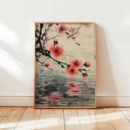 Cherry Blossom Poster, Sakura Wall Art, Japan Floral Print, Japanese Tree Decor, Nature Art Gift Print - thumbnail 1