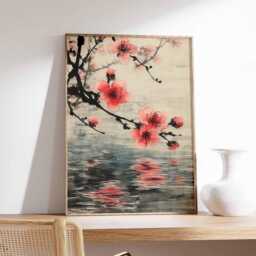 Cherry Blossom Poster, Sakura Wall Art, Japan Floral Print, Japanese Tree Decor, Nature Art Gift Print - thumbnail 2