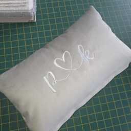 Personalised Scatter Cushion, Embroidered Initials & Heart, Couples Wedding Bedroom Home Decor Gift - thumbnail 3