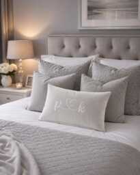 Personalised Scatter Cushion, Embroidered Initials & Heart, Couples Wedding Bedroom Home Decor Gift