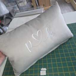 Personalised Scatter Cushion, Embroidered Initials & Heart, Couples Wedding Bedroom Home Decor Gift - thumbnail 2