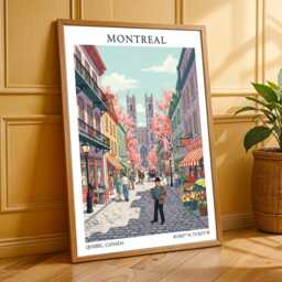 Vintage Montreal Travel Poster Notre-Dame Basilica Art Print - thumbnail 3