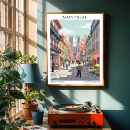 Vintage Montreal Travel Poster Notre-Dame Basilica Art Print - thumbnail 2