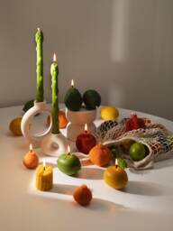 Food Candles, Real Fruit & Vegetables Orange Candle, Lemon Asparagus Pomegranate Wedding Table Decor - thumbnail 1