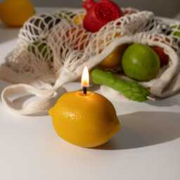 Food Candles, Real Fruit & Vegetables Orange Candle, Lemon Asparagus Pomegranate Wedding Table Decor - thumbnail 2