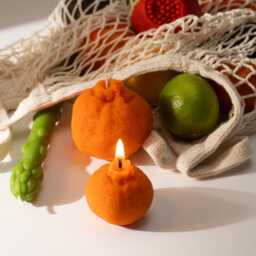 Food Candles, Real Fruit & Vegetables Orange Candle, Lemon Asparagus Pomegranate Wedding Table Decor - thumbnail 3