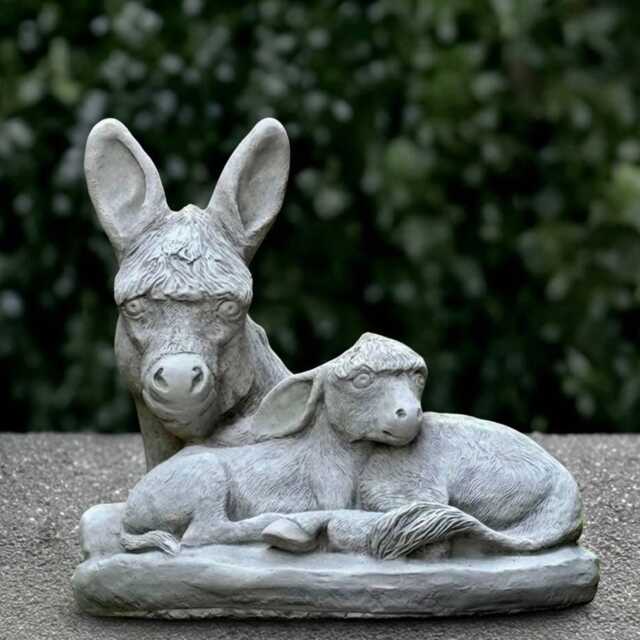 Fantasy Donkey Family Statue Concrete Sculpture Garden Animal Decoration Donkey Lover Gift Handmade Ornament Farm Decor - image 1
