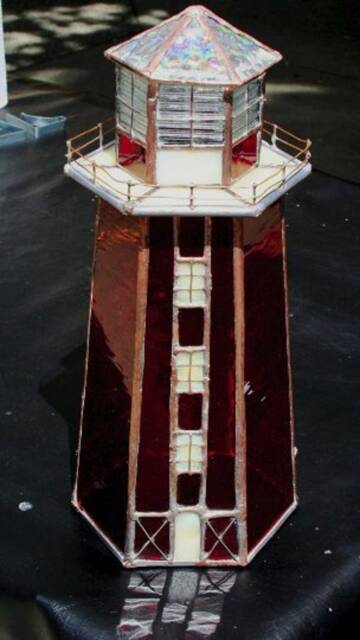 stained Glass Lighthouse Table Lamp Unique Ooak - image 1