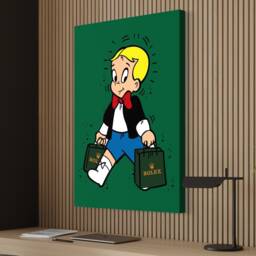 Richie Rich X Monopoly - Canvas Alec Inspired - Wall Decor- Gifts For Him Scrooge Mcduck Money Pop Art Large -Watch - thumbnail 3