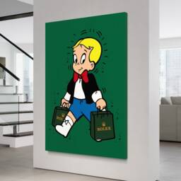 Richie Rich X Monopoly - Canvas Alec Inspired - Wall Decor- Gifts For Him Scrooge Mcduck Money Pop Art Large -Watch - thumbnail 2