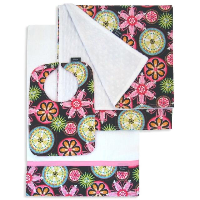 Carnival Bloom Receiving Blanket Set - Blanket, Bib & Burp Cloth - image 1