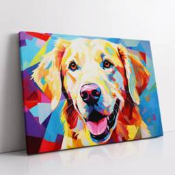 Golden Retriever Fun Animal Dog Pet Lover Abstract Oil Painting Wall Art, Framed Canvas Poster Print, Home Kitchen Office Room Decor, Gifts - thumbnail 2