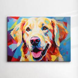 Golden Retriever Fun Animal Dog Pet Lover Abstract Oil Painting Wall Art, Framed Canvas Poster Print, Home Kitchen Office Room Decor, Gifts - thumbnail 3