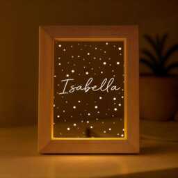 Personalised Led Light Frame, Bedroom Night Light, Kids Birthday Gift For Boy Or Girl, Lights, Moon & Stars - thumbnail 3