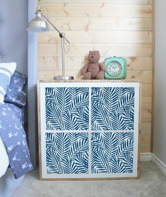 Decals For Kallax/Expedit Decal, Ikea, Minimalistic, Blue Palm Leaves, Pattern, Tropical, Peel & Stick, Self Adhesive, Ikea Hack #9Ka - image 1