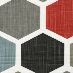 King Duvet Cover, Hexagon Scarlet Red, Gray Geometric - Reversible