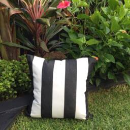 Black & White Striped Sunbrella Outdoor Cushion Cover Modern Nautical - thumbnail 3