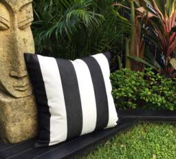Black & White Striped Sunbrella Outdoor Cushion Cover Modern Nautical - thumbnail 1