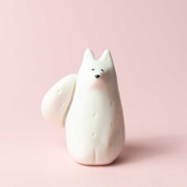 Handcrafted White Porcelain Snow Dog Figurine Desktop Decor - image 1