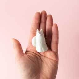 Handcrafted White Porcelain Snow Dog Figurine Desktop Decor - thumbnail 4