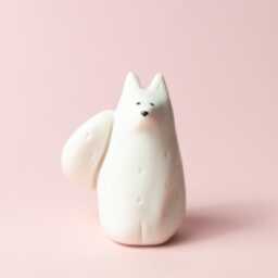 Handcrafted White Porcelain Snow Dog Figurine Desktop Decor - thumbnail 1
