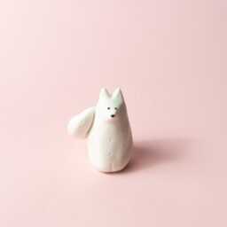 Handcrafted White Porcelain Snow Dog Figurine Desktop Decor - thumbnail 3
